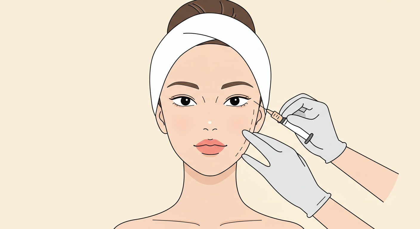 Illustration showing facial areas commonly treated with Botox for smoothing and rejuvenation.